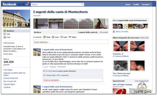 Pagina Facebook i segreti della casta di Montecitorio